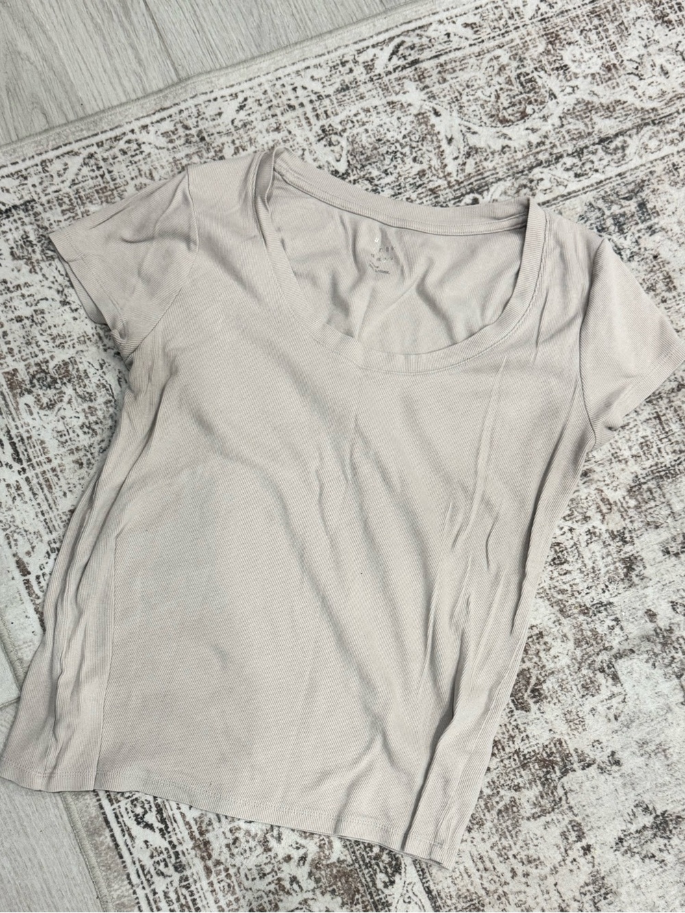 a new day Scoop Neck Short Sleeve Top - Beige
